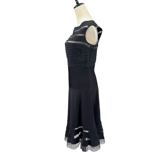 Tadashi Shoji Flip Hem Black Sheer Mesh Knit Mini Sleeveless Cocktail Dress - Picture 4 of 14